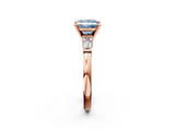 Rose gold Fancy Blue Princess  Cut Diamond Solitaire Ring with Tapered Baguette Accents and Four-Prong Setting_60