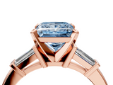 Rose gold Fancy Blue Princess  Cut Diamond Solitaire Ring with Tapered Baguette Accents and Four-Prong Setting_62
