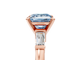 Rose gold Fancy Blue Princess  Cut Diamond Solitaire Ring with Tapered Baguette Accents and Four-Prong Setting_63