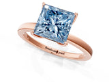Rose gold Fancy Blue Princess Cut Diamond Solitaire Ring with Thin Band and Prong Setting_13