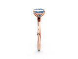 Rose gold Fancy Blue Princess Cut Diamond Solitaire Ring with Thin Band and Prong Setting_14