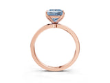 Rose gold Fancy Blue Princess Cut Diamond Solitaire Ring with Thin Band and Prong Setting_15