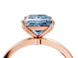 Rose gold Fancy Blue Princess Cut Diamond Solitaire Ring with Thin Band and Prong Setting_16