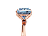 Rose gold Fancy Blue Princess Cut Diamond Solitaire Ring with Thin Band and Prong Setting_17