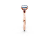 Rose gold Fancy Blue Princess Cut Diamond Solitaire Ring with Thin Band and Prong Setting_26