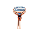 Rose gold Fancy Blue Princess Cut Diamond Solitaire Ring with Thin Band and Prong Setting_29