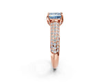 Rose gold Fancy Blue Princess Cut Diamond Solitaire Ring with Three-Row Pavé Band and Four-Prong Setting_39