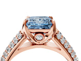Rose gold Fancy Blue Princess Cut Diamond Solitaire Ring with Three-Row Pavé Band and Four-Prong Setting_41