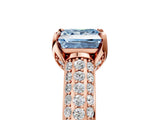Rose gold Fancy Blue Princess Cut Diamond Solitaire Ring with Three-Row Pavé Band and Four-Prong Setting_42