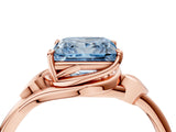Rose gold Fancy Blue Princess Cut Diamond Solitaire Ring with Twist Band and Four-Prong Setting_93