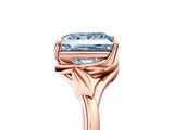 Rose gold Fancy Blue Princess Cut Diamond Solitaire Ring with Twist Band and Four-Prong Setting_94