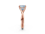 Rose gold Fancy Blue Princess Cut Diamond Solitaire Twist Band Prong Setting Ring_81
