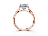 Rose gold Fancy Blue Princess Cut Diamond Solitaire Twist Band Prong Setting Ring_82