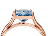 Rose gold Fancy Blue Princess Cut Diamond Solitaire Twist Band Prong Setting Ring_83