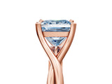 Rose gold Fancy Blue Princess Cut Diamond Solitaire Twist Band Prong Setting Ring_84