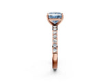 Rose gold Fancy Blue Princess  Cut Diamond Solitaire with Pave Band and Four-Prong Setting 3