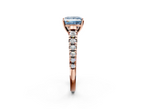 Rose gold Fancy Blue Princess  Cut Diamond Solitaire with Pave Band and Four-Prong Setting_132