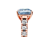Rose gold Fancy Blue Princess  Cut Diamond Solitaire with Pave Band and Four-Prong Setting_135