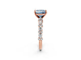 Rose gold Fancy Blue Princess Cut Diamond Solitaire with Side Stones, Pave Band, Four-Prong Setting_73