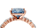 Rose gold Fancy Blue Princess Cut Diamond Solitaire with Side Stones, Pave Band, Four-Prong Setting_75