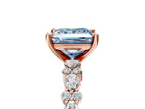 Rose gold Fancy Blue Princess Cut Diamond Solitaire with Side Stones, Pave Band, Four-Prong Setting_76