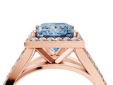 Rose gold Fancy Blue Princess Cut Diamond Split Shank Halo Ring with Four-Prong Setting_62
