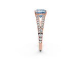Rose gold Fancy Blue Princess Cut Diamond Split Shank Pavé Engagement Ring with Four-Prong Setting_82
