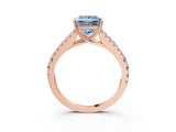 Rose gold Fancy Blue Princess Cut Diamond Split Shank Pavé Engagement Ring with Four-Prong Setting_83