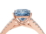Rose gold Fancy Blue Princess Cut Diamond Split Shank Pavé Engagement Ring with Four-Prong Setting_84