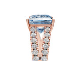 Rose gold Fancy Blue Princess Cut Diamond Split Shank Pavé Engagement Ring with Four-Prong Setting_85