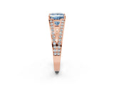 Rose gold Fancy Blue Princess Cut Diamond Split Shank Ring with Pavé Band and Four-Prong Setting_93