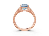 Rose gold Fancy Blue Princess Cut Diamond Split Shank Ring with Pavé Band and Four-Prong Setting_94