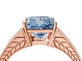 Rose gold Fancy Blue Princess Cut Diamond Split Shank Ring with Pavé Band and Four-Prong Setting_95