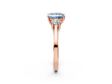 Rose gold Fancy Blue Princess Cut Diamond Three-Stone Engagement Ring with Prong Setting and Pavé Band_2