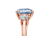 Rose gold Fancy Blue Princess Cut Diamond Three-Stone Engagement Ring with Prong Setting and Pavé Band_5