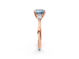 Rose gold Fancy Blue Princess Cut Diamond Three-Stone Ring with Pear Side Stones and Four-Prong Setting_62