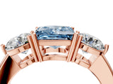 Rose gold Fancy Blue Princess Cut Diamond Three-Stone Ring with Prong Setting and Classic Band_100