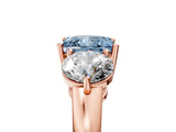 Rose gold Fancy Blue Princess Cut Diamond Three-Stone Ring with Prong Setting and Classic Band_101