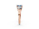 Rose gold Fancy Blue Princess Cut Diamond Three-Stone Ring with Prong Setting and Classic Band_98