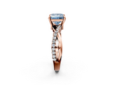 Rose gold Fancy Blue Princess  Cut Diamond Twist Band Solitaire with Prong Setting_78