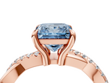 Rose gold Fancy Blue Princess  Cut Diamond Twist Band Solitaire with Prong Setting_80