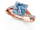 Rose gold Fancy Blue Princess  Cut Diamond Twisted Band Engagement Ring with Prong Setting_4