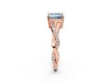 Rose gold Fancy Blue Princess  Cut Diamond Twisted Band Engagement Ring with Prong Setting_5