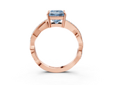 Rose gold Fancy Blue Princess  Cut Diamond Twisted Band Engagement Ring with Prong Setting_6
