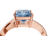 Rose gold Fancy Blue Princess  Cut Diamond Twisted Band Engagement Ring with Prong Setting_7