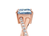 Rose gold Fancy Blue Princess  Cut Diamond Twisted Band Engagement Ring with Prong Setting_8