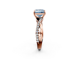 Rose gold Fancy Blue Princess  Cut Diamond Twisted Band with Pavé Setting and Four-Prong Setting_22