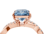 Rose gold Fancy Blue Princess  Cut Diamond Twisted Band with Pavé Setting and Four-Prong Setting_24
