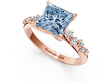 Rose gold Fancy Blue Princess  Cut Diamond Vine Band with Four-Prong Setting_41