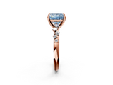 Rose gold Fancy Blue Princess  Cut Diamond Vine Band with Four-Prong Setting_42